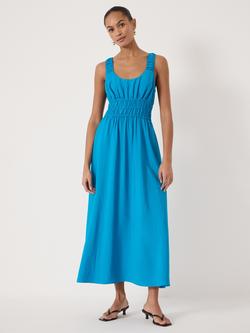 HUSH Air Flow Gathered Straps Midi Dress, Aqua Blue, Aqua Blue