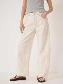 HUSH Bree Stripe Horseshoe Barrel Leg Jeans, White, White