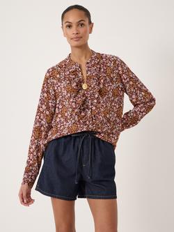 HUSH Elowen Floral Ruffle Shirt, Sunset, Sunset