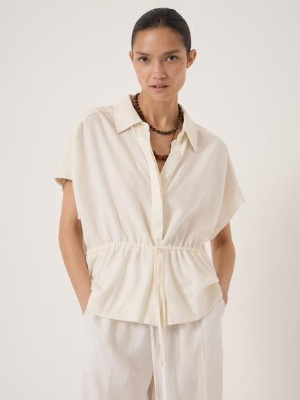 HUSH Mirai Linen Blend Shirt, White, White