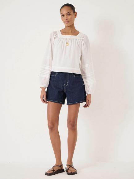 HUSH Essential Stretch Denim Shorts, Dark Indigo Blue - view 2, Dark Indigo Blue