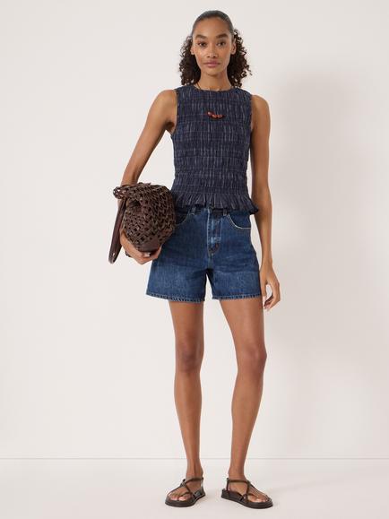 HUSH Essential Denim Shorts, Dark Blue