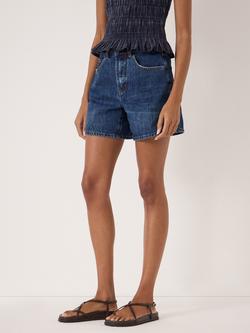 HUSH Essential Denim Shorts, Mid Blue - view 2, Mid Blue