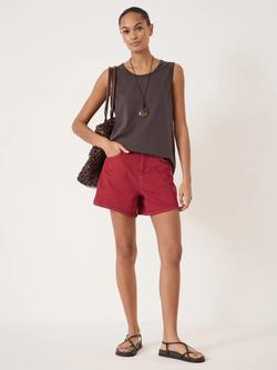 HUSH Essential Denim Shorts, Ruby Red - view 2, Ruby Red