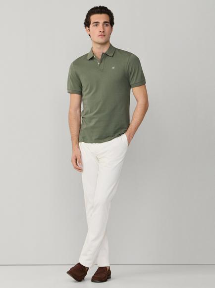 Hackett London Cotton Slim Fit Short Sleeve Polo Shirt - view 2, Stone Green
