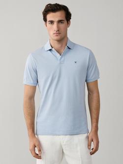Hackett London Short Sleeve Cotton Pique Polo Shirt, Oxford Blue