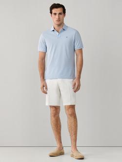 Hackett London Short Sleeve Cotton Pique Polo Shirt - view 2, Oxford Blue