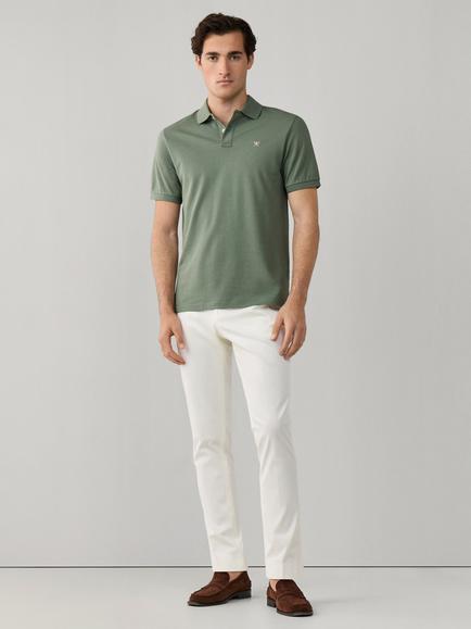Hackett London Short Sleeve Cotton Polo Shirt - view 2, Stone Green