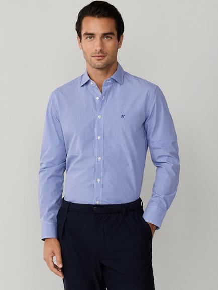 Hackett London Cotton Regular Fit Gingham Check Shirt, Navy