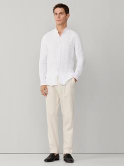 Hackett London Garment Dyed Linen Tailored Fit Grandad Collar Shirt - view 2, Optic White