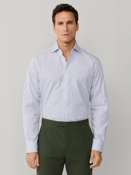 Hackett London Classic Fit Regimental Stripe Shirt, Summer Blue/White