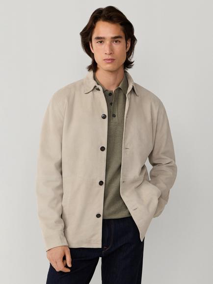 Hackett London Suede Overshirt, Beige, Beige