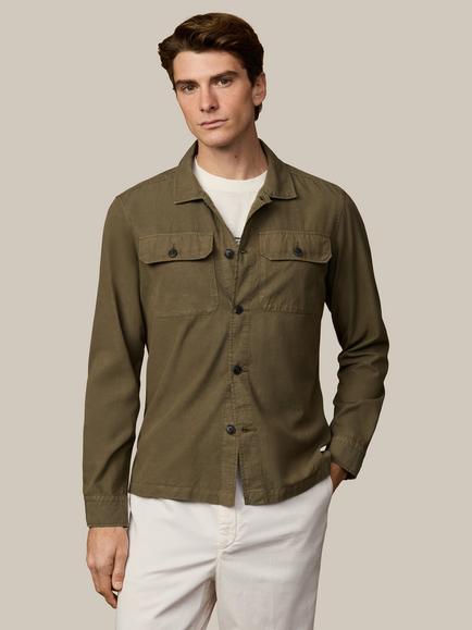 Hackett London Heritage Twill Overshirt, Green, Green