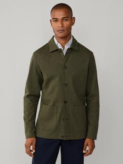 Hackett London Cotton Regular Fit Herringbone Overshirt, Forest Green, Forest Green