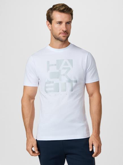 Hackett London Sport Cotton Regular Fit Short Sleeve Diamond Graphic T-Shirt, Optic White, Optic White