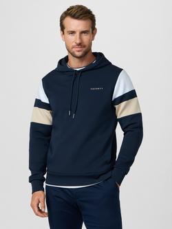 Hackett London Sport Cotton Rich Contrast Stripe Hoodie, Navy, Navy