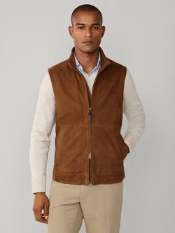 Hackett London Suede Gilet, Bronze Beige