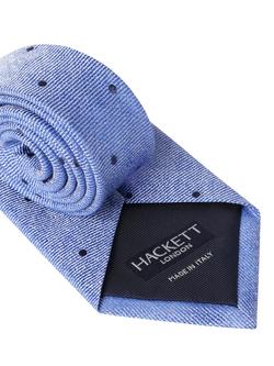 Hackett London Polka Dot Linen Silk Blend Tie, Electric Blue - view 2, Electric Blue