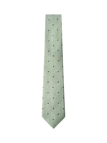 Hackett London Linen-Silk Blend Polka Dot Twill Tie, Sage Green, Sage Green