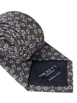 Hackett London Silk Linen Dot Print Tie - view 2, Forest Green