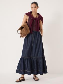 HUSH Betty Tiered Denim Skirt, Indigo Rinse Wash, Indigo Rinse Wash