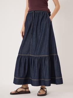 HUSH Betty Tiered Denim Skirt, Indigo Rinse Wash - view 2, Indigo Rinse Wash