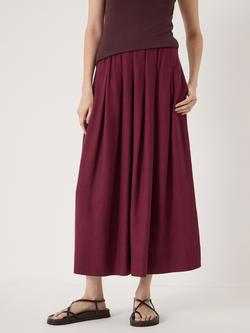 HUSH Ivy Linen Blend Pleated Skirt, Maroon Red
