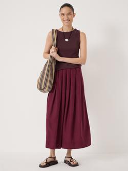 HUSH Ivy Linen Blend Pleated Skirt - view 2, Maroon Red