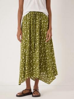 HUSH Kaia Ditsy Floral Hanky Hem Skirt, Green/White - view 2, Green/White