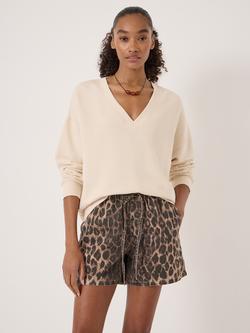 HUSH Cleo V-Neck Sweatshirt, Almond, Almond
