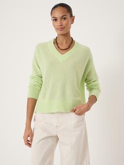 HUSH Colette V-Neck Pure Cashmere Jumper, Pale Green, Pale Green