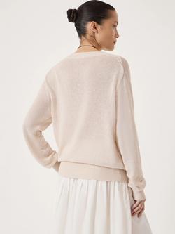 HUSH Coralie V-Neck Jumper, Stone White - view 2, Stone White