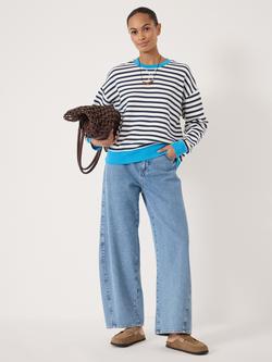 HUSH Luca Stripe Heavyweight Sweatshirt, Turquoise/Multi - view 2, Turquoise/Multi