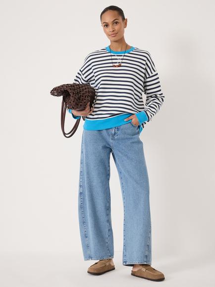 HUSH Luca Stripe Heavyweight Sweatshirt, Turquoise/Multi - view 2, Turquoise/Multi