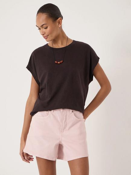 HUSH Aisling Slub T-Shirt, Dark Brown, Dark Brown