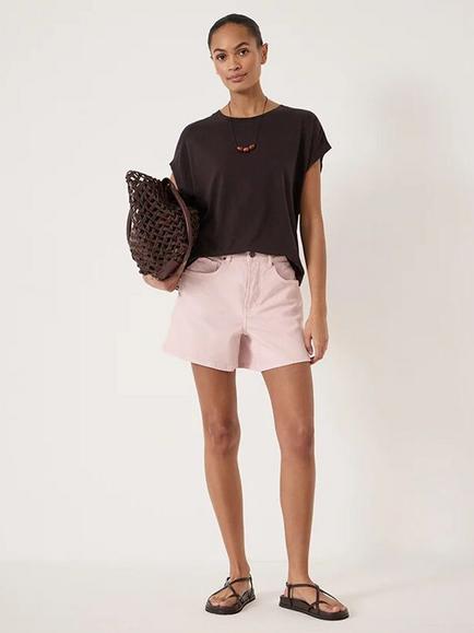 HUSH Aisling Slub T-Shirt, Dark Brown - view 2, Dark Brown