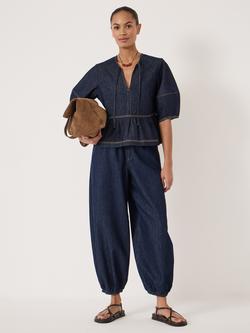 HUSH Betty Barrel Sleeve Denim Top, Indigo Rinse Wash - view 2, Indigo Rinse Wash