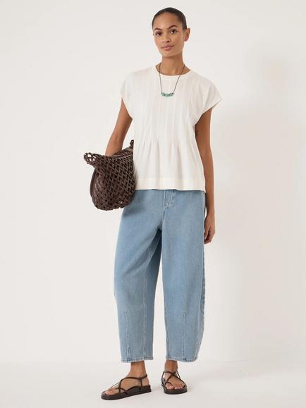 HUSH Ellery Pleat Detail T-Shirt, Ecru White