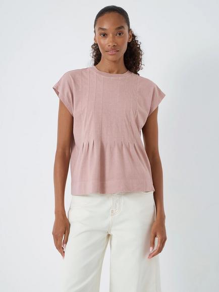 HUSH Ellery Pleat Detail T-Shirt, Pink