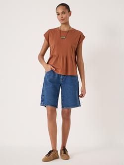 HUSH Ellery Pleat Detail T-Shirt - view 2, Terracotta Brown