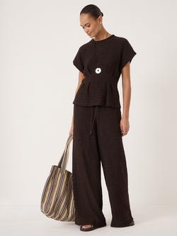 HUSH Keira Textured Pleat Release Jersey Top, Dark Brown - view 2, Dark Brown