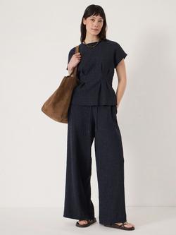HUSH Keira Textured Pleat Release Jersey Top, Midnight Navy - view 2, Midnight Navy