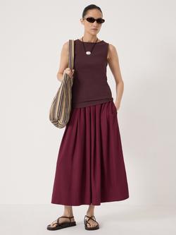 HUSH Micah Boat Neck Ribbed Vest Top - view 2, Fudge Brown