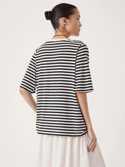 HUSH Reece Stripe Drape T-Shirt, Black - view 2, Black