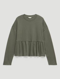 HUSH Sana Peplum Hem Jersey Top, Dark Khaki Green, Dark Khaki Green