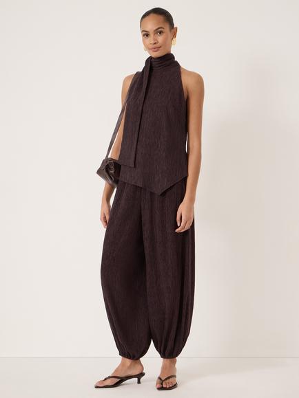 HUSH Sancia Halter Neck Top, Dark Plum Purple - view 2, Dark Plum Purple