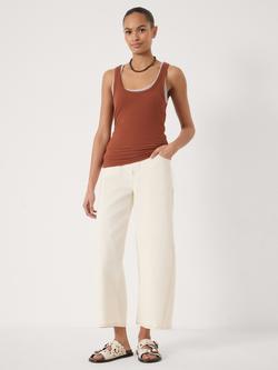 HUSH Scoop Neck Ribbed Vest Top, Terracotta Brown - view 2, Terracotta Brown