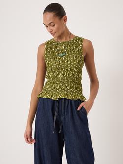 HUSH Shirred Chiffon Top, Green, Green