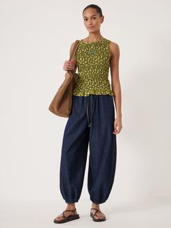 HUSH Shirred Chiffon Top, Green - view 2, Green