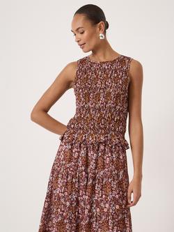 HUSH Floral Shirred Chiffon Top, Sunset, Sunset